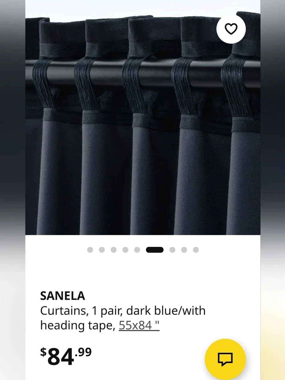 New Pair Of IKEA SANELA Dark Blue Velvet Curtain Panels